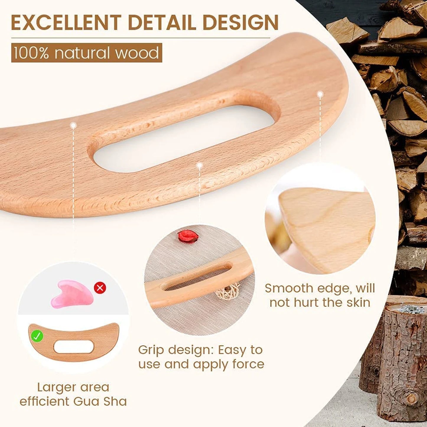Wooden Grip Gua Sha Tool