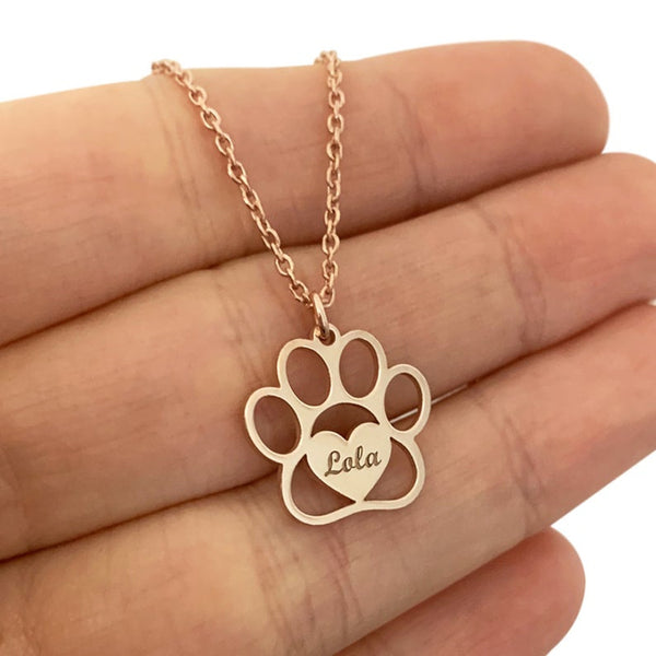 Pet Paw Name Necklace