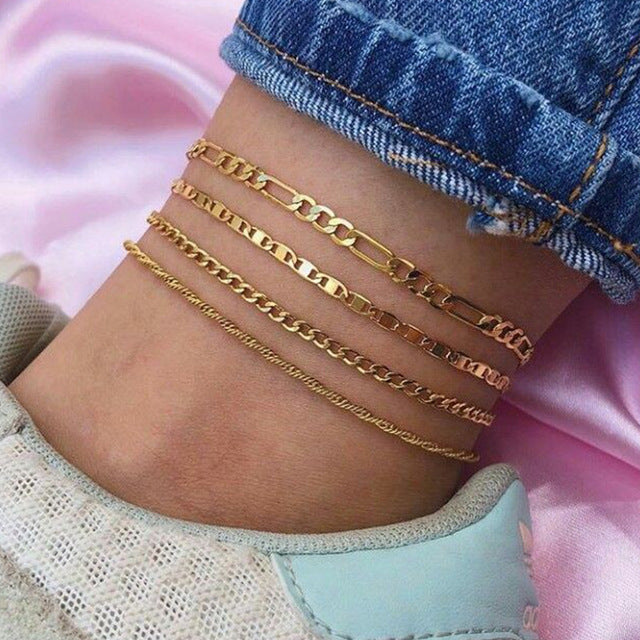 18K Gold Filled Anklet Set