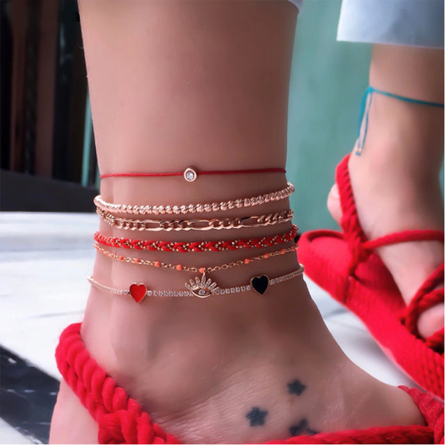 Red Love Anklets